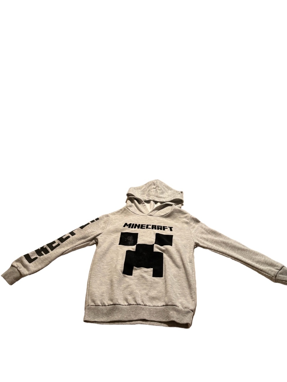 Boy's Grey Minecraft Creeper Hoodie Size Medium